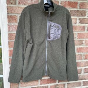 North Face dark green lightweight full zip fleece jacket EUC Large